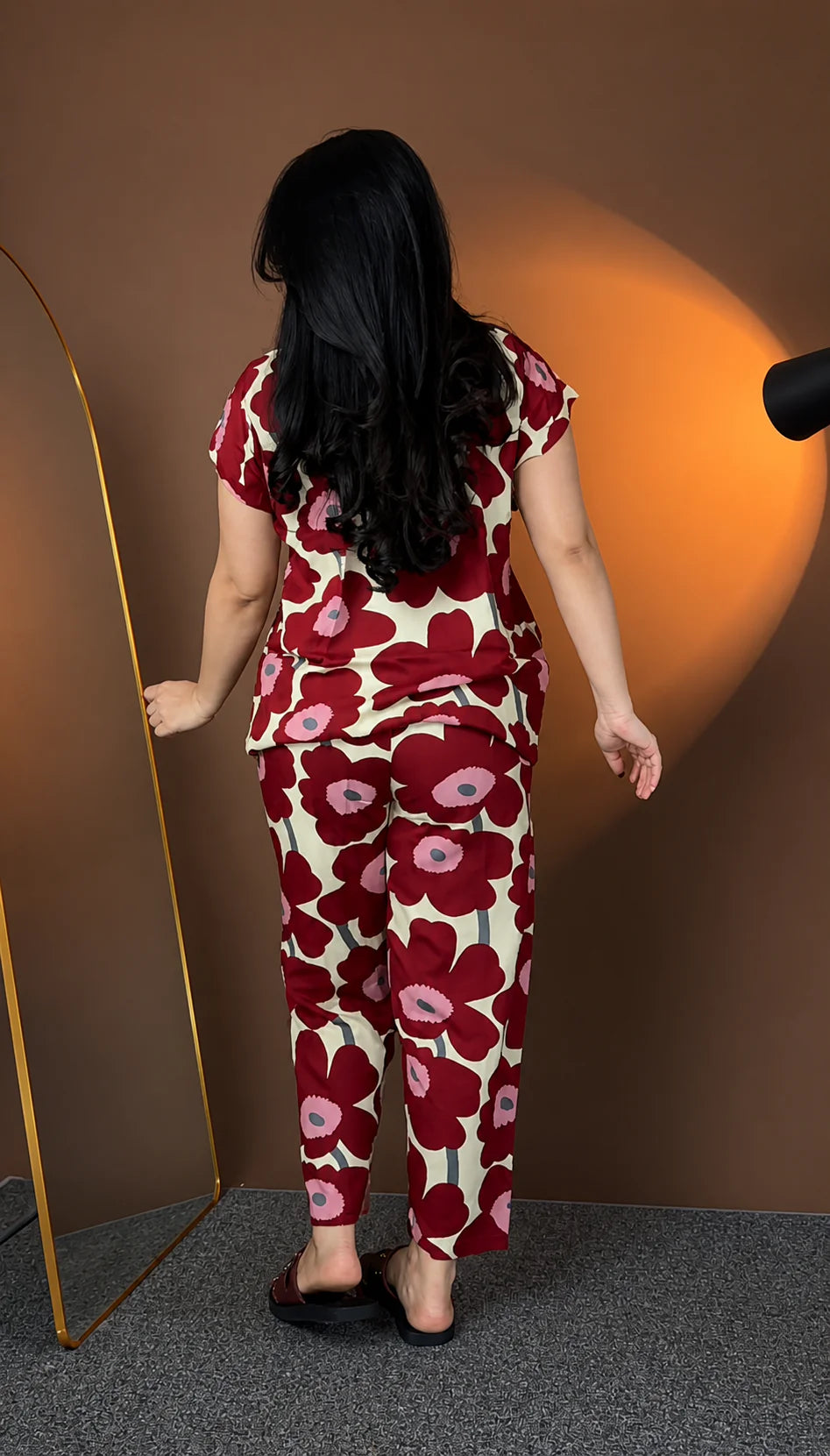 Premium Red Printed Rayon Co-Ord Set